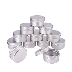 80ml Round Aluminium Cans, Aluminium Jar, Storage Containers for Cosmetic, Candles, Candies, with Screw Top Lid, Silver, 6.8x3.5cm, Capacity: 80ml(2.7 fl. oz)(X-CON-WH0002-80ml)