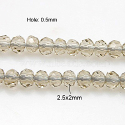 Crystal Glass Beads Strands, Faceted, Rondelle, Linen, 3x2.5mm, Hole: 0.5mm, about 164~170pcs/strand, 16 inch(GLAA-D032-2.5x2-25)