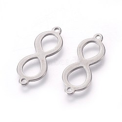 201 Stainless Steel Links connectors, Infinity, Stainless Steel Color, 21.5x8x1mm, Hole: 1.2mm(STAS-F187-47P)