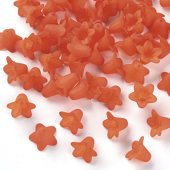Transparent Acrylic Beads, Frosted, Flower, Light Coral, 17.5x12mm, Hole: 1.5mm