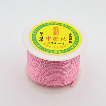 Round String Thread Polyester Fibre Cords, Pearl Pink, 1mm, about 54.68 yards(50m)/roll