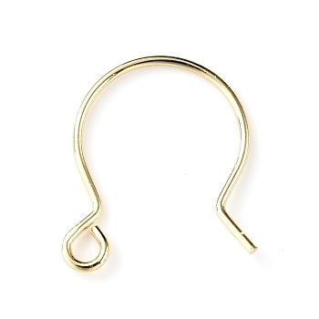 Brass Earring Hooks, with Horizontal Loop, Golden, 15x14mm, Hole: 1.5mm, Pin: 0.8mm