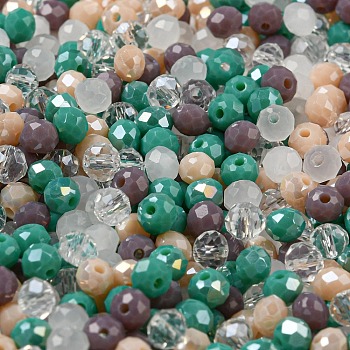 Glass Beads, Faceted, Rondelle, Thistle, 4x3mm, Hole: 0.4mm, about 820pcs/60g