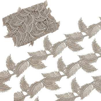 4.75~5 Yards Filigree Polyester Lace Trim, leaf, Tan, 1-3/4 inch(46mm)