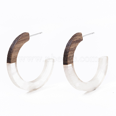 Resin & Walnut Wood Stud Earring Findings(RESI-R425-01-A03)-3