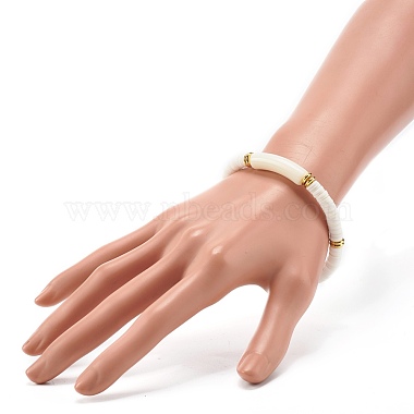 Curved Tube Acrylic Beads Stretch Bracelet for Teen Girl Women(BJEW-JB06944-01)-3