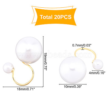 DICOSMETIC 20Pcs Round Plastic Imitation Pearl Cuff Earrings(EJEW-DC0001-04)-3