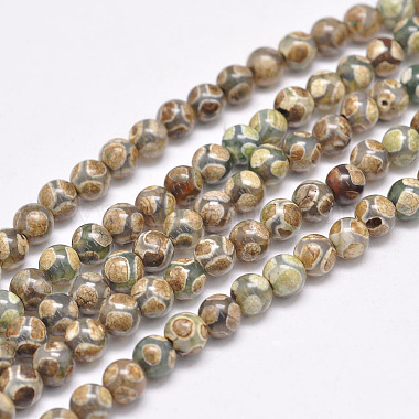 6mm Khaki Round Tibetan Agate Beads