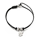 304 Stainless Steel Dog Charm Bracelet with Waxed Cord for Women(BJEW-A125-25)-1