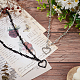 2Pcs 2 Colors Alloy Heart Pendant Necklace with Thorn Chains for Women(NJEW-AN0001-68)-7