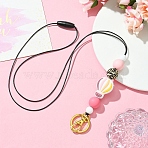Silicone Beads Neck Strap Lanyard, with Zinc Alloy Swivel Lobster Claw Clasps and Rings, Colorful, 375mm(HJEW-YW00044-03)