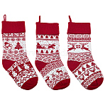 3Pcs 3 Styles Wool Yarn Knitted Hanging Christmas Stockings, Decorative Christmas Tree Accessories, Red, 50cm, 1pc/style(FEPA-SP0001-04A)