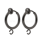 Brass Clip-on Hoop Earring Findings, with Horizontal Loops, for Non-pierced Ears, Cadmium Free & Lead Free, Gunmetal, 15.5x11x1.5~4.5mm, Hole: 1.8mm(KK-P102-01B-01)