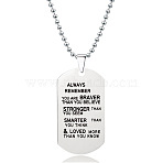201 Stainless Steel To My Son Dog Tag Pendant Ball Chain Necklaces, Stainless Steel Color, 23.62 inch(60cm)(FS-WG527E6-14)