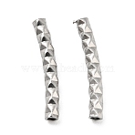 Non-Tarnish 304 Stainless Steel Tube Beads, Diamond Cut, Curved Tube, Stainless Steel Color, 15x2mm, Hole: 1mm(STAS-B047-29A-P)