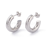 Tarnish Resistant 201 Stainless Steel Stud Earrings, with 304 Stainless Steel Pin, Ring, Stainless Steel Color, 20x5mm, Pin: 0.8mm(EJEW-F272-02A-P)