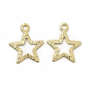 Brass Pendants, Long-Lasting Plated, Cadmium Free & Lead Free, Star, Real 24K Gold Plated, 11.5x10x0.4mm, Hole: 1.2mm(KK-H435-03G)