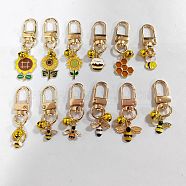 12Pcs Alloy Enamel Bees/Sunflower/Honeycomb Pendant Decorations, Swivel Clasps Charms, Clip-on Charms, for Pet Ornament, Mixed Color, 48~63mm(HJEW-PH01657)