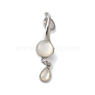 Brass Resin Fold Over Clasps, Teardrop, Platinum, 42mm, Hole: 1.2mm(KK-S382-02P)