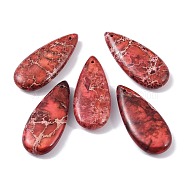 Dyed Synthetic Imperial Jasper Pendants, Teardrop Charms, FireBrick, 35x15x6mm, Hole: 1.2mm(G-P529-07I)