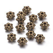 Tibetan Style Spacer Beads, Antique Bronze Color, Star, Lead Free & Cadmium Free, 9mm in diameter, 5mm long, hole: 2mm(X-MLF1057Y)