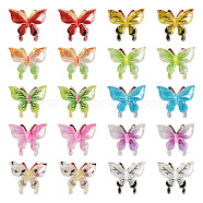 Pandahall 60Pcs 10 Colors Transparent Resin Cabochons, Glitter Butterfly, Mixed Color, 9x11x3.5mm, 6pcs/color(CRES-TA0001-32)