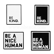 4Pcs 4 Style Be A Nice Human & Be Kind Enamel Pin, Rectangle Alloy Enamel Brooch for Backpacks Clothes, Electrophoresis Black, Mixed Color, 21.5~24.8x18~25x10.4~11mm, 1pc/style(JEWB-SZ0001-16)