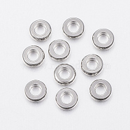 304 Stainless Steel Beads, Flat Round, Stainless Steel Color, 4x1mm, Hole: 2mm(STAS-H426-01-4MM)