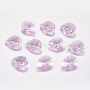 Faceted Glass Rhinestone Pendants, Imitation Austrian Crystal, teardrop, Light Rose, 12x10x5.5mm, Hole: 1.4mm(RGLA-F053-C-223)