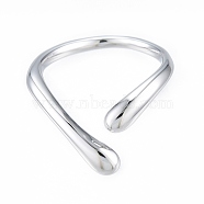 Brass Teardrop Open Cuff Ring for Women, Nickel Free, Real Platinum Plated, US Size 6 1/2(16.9mm)(RJEW-T001-90P)