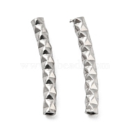 304 Stainless Steel Tube Beads, Diamond Cut, Curved Tube, Stainless Steel Color, 15x2mm, Hole: 1mm(STAS-B047-29A-P)