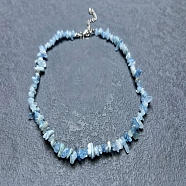 Natural Aquamarine Chip Beaded Necklaces for Women, 0.39 inch(1cm)(IW6789-29)