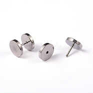 Tarnish Resistant Flat Round 304 Stainless Steel Barbell Cartilage Earrings, Screw Back Earrings, Stainless Steel Color, 10x10mm, Pin: 1mm(EJEW-L164-07P)