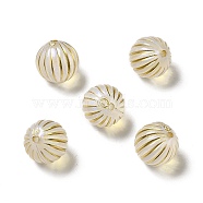 Transparent Acrylic Beads, Golden Metal Enlaced, Corrugated Beads, Clear, 12mm, Hole: 1.5mm, about 490pcs/500g(MACR-J123-37)