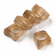 Resin Finger Rings, Imitation Gemstone, Goldenrod, US Size 6 3/4(17.1mm)(X-RJEW-N033-010-B08)
