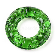 Handmade Lampwork Linking Rings, Textured Round Ring, Light Green, 25x5.5mm, Inner Diameter: 11.5mm(LAMP-T021-12B)