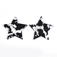 Cellulose Acetate(Resin) Pendants, Star, Black, 43.5x45.5x2.5mm, Hole: 1.2mm(KY-S157-10A)
