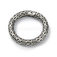 Tibetan Style 316 Surgical Stainless Steel Spring Gate Rings, Textured Snake Round Ring, Antique Silver, 19.3x3.3mm(STAS-E191-06AS-02)