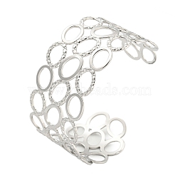 304 Stainless Steel Hollow Open Cuff Bangles, Platinum, Inner Diameter: 2-5/8 inch(6.7cm), 33mm(BJEW-S151-04P)