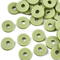 Handmade Polymer Clay Beads, for DIY Jewelry Crafts Supplies, Disc/Flat Round, Heishi Beads, Light Green, 6x1mm, Hole: 2mm, about 1175pcs/50g(X-CLAY-Q251-6.0mm-49)