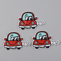 Computerized Embroidery Cloth Iron on/Sew on Patches, Appliques, Costume Accessories, Car, Red, 44.5x66x1.5mm(DIY-S040-062)