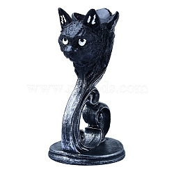 Cat Head Gothic Style Resin Crystal Ball Holders, Crystal Sphere Display Stand, Home Tabletop Decorations, Black, 60x113mm, Inner Diameter: 42mm(WICR-PW0016-03)