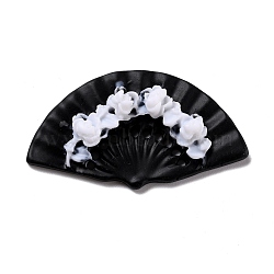 Creative Mini Resin Fan, for Dollhouse Accessories Pretending Decorations, Black, 29x51.5x9mm, 2pcs/set(DJEW-F014-05)