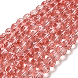 Drawbench Transparent Glass Beads Strands, Spray Painted, Round, Salmon, 8mm, Hole: 1.3~1.6mm, about 100pcs/strand, 31.4 inch(X-GLAD-Q012-8mm-01)