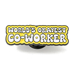 Word CO-WORKEY Alloy Enamel Pin Broochs, Cadmium Free & Lead Free, White, 10x30.5x1.5mm(AJEW-Z023-15B)