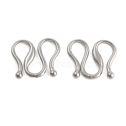 Non-Tarnish 304 Stainless Steel S-Hook Clasps, Stainless Steel Color, 10x11x1mm(STAS-L082-005P)