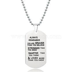 201 Stainless Steel To My Son Dog Tag Pendant Ball Chain Necklaces, Stainless Steel Color, 23.62 inch(60cm)(FS-WG527E6-14)