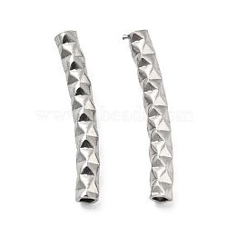 304 Stainless Steel Tube Beads, Diamond Cut, Curved Tube, Stainless Steel Color, 15x2mm, Hole: 1mm(STAS-B047-29A-P)