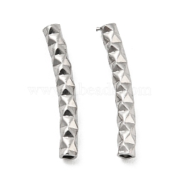 Non-Tarnish 304 Stainless Steel Tube Beads, Diamond Cut, Curved Tube, Stainless Steel Color, 15x2mm, Hole: 1mm(STAS-B047-29A-P)