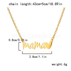 Mother's Day 304 Stainless Steel Word Mama Pendant Necklaces for Women, Golden, 16.93 inch(43cm)(FS-WG8A099-03)